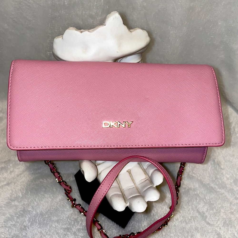 DKNY Pink Leather Crossbody Wallet